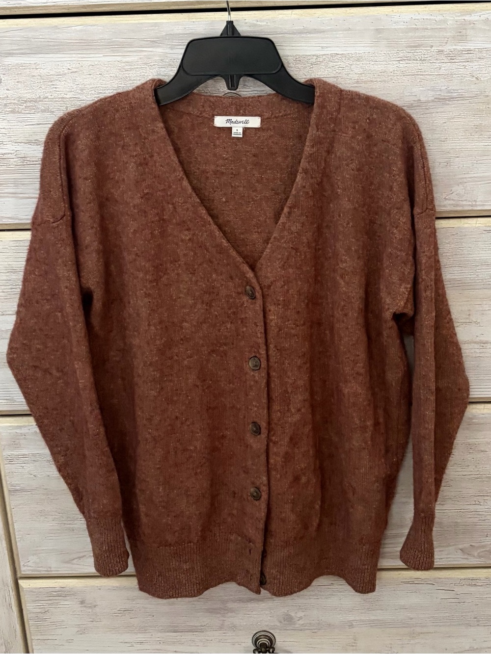 Madewell Women's Size Small Rust Brown Maroon V-Neck Button Cardigan